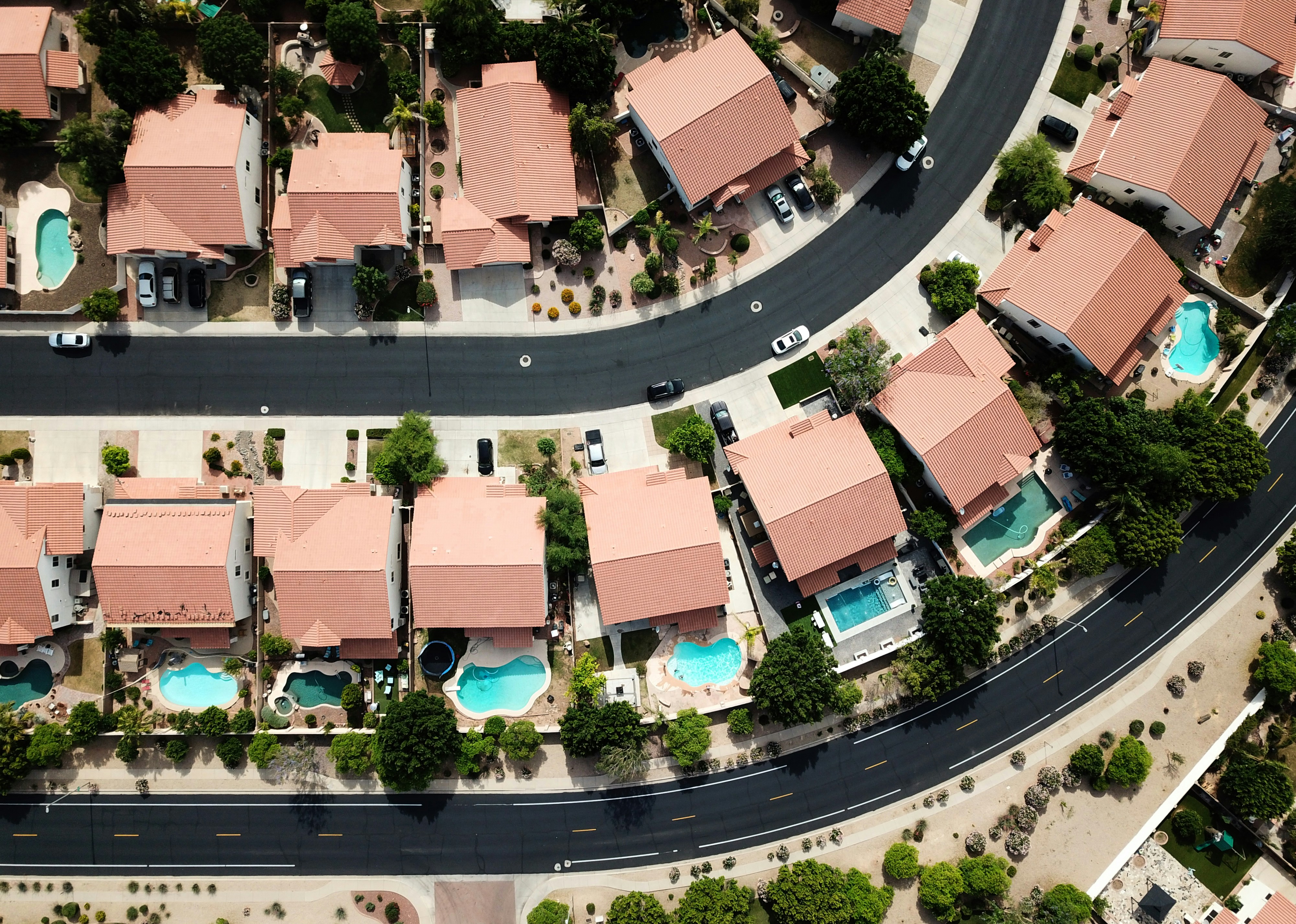 row of neighborhood homes