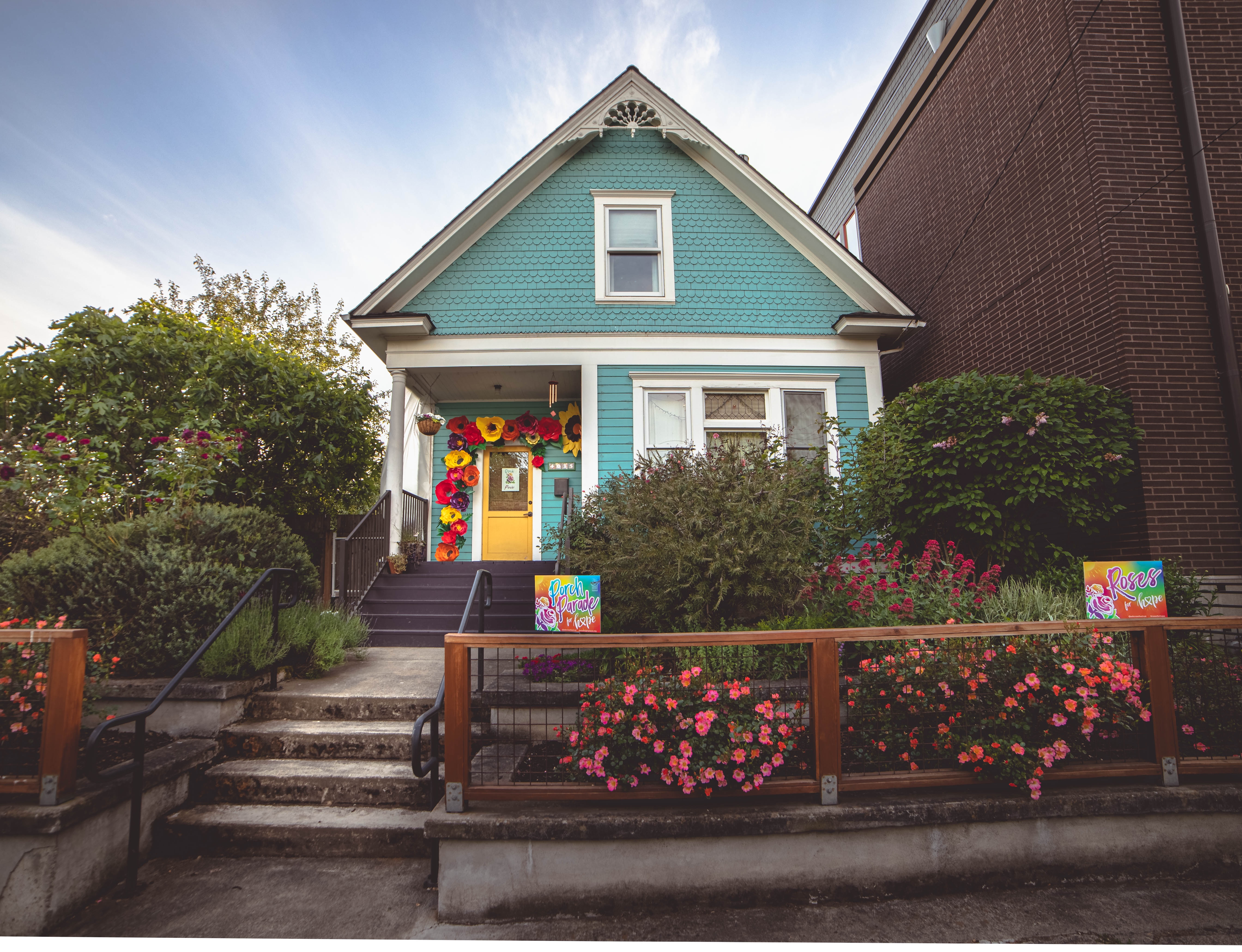 suburban home in garden