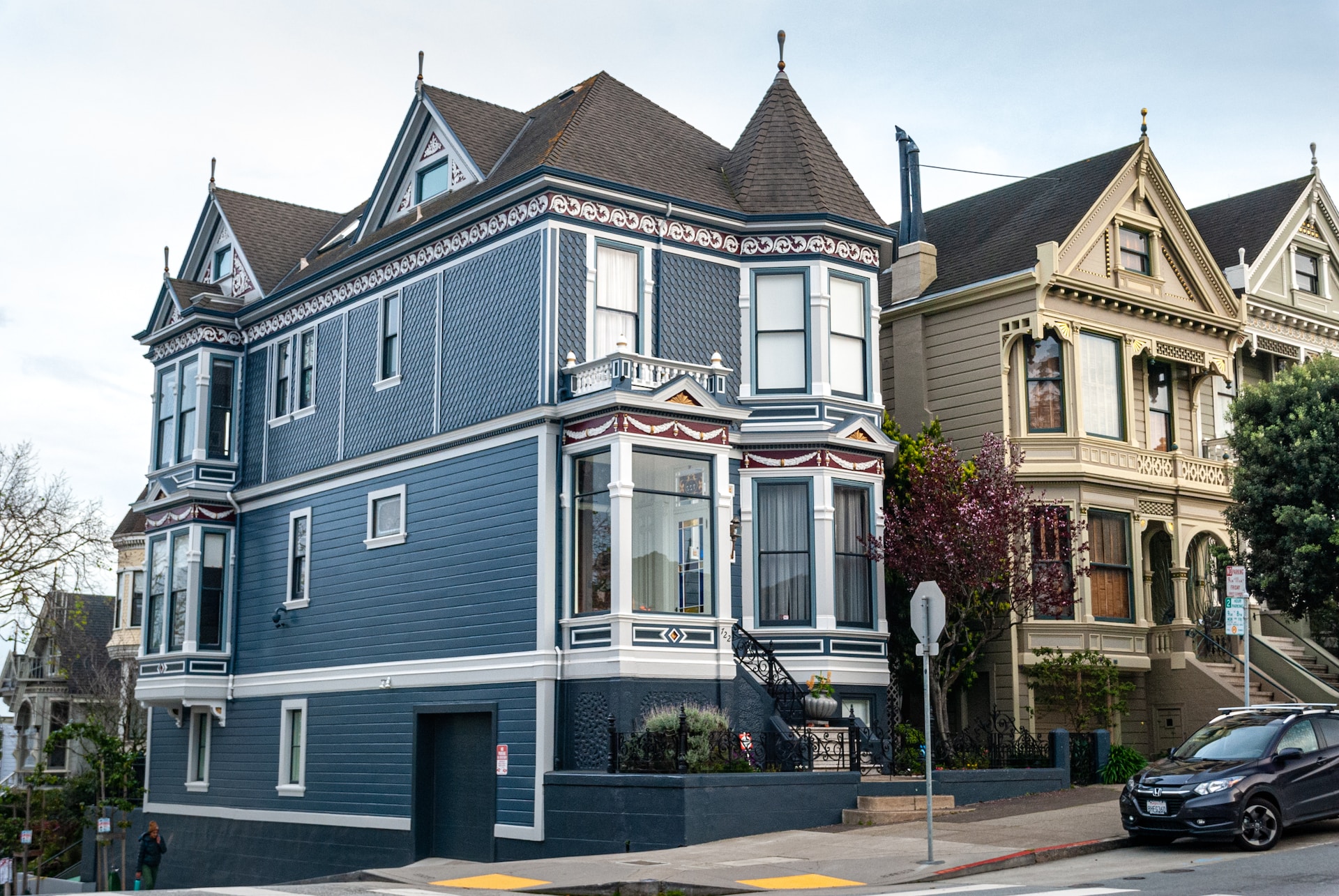 blue victorian home