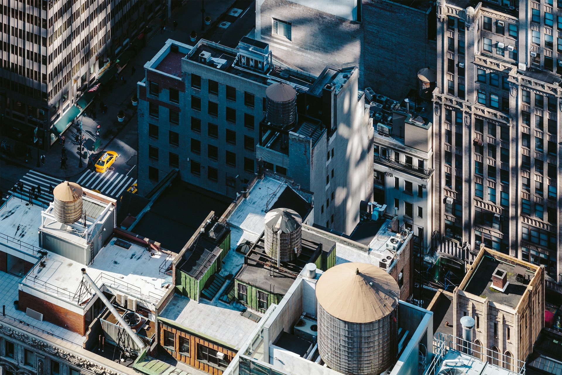 arial view of commercial buildings