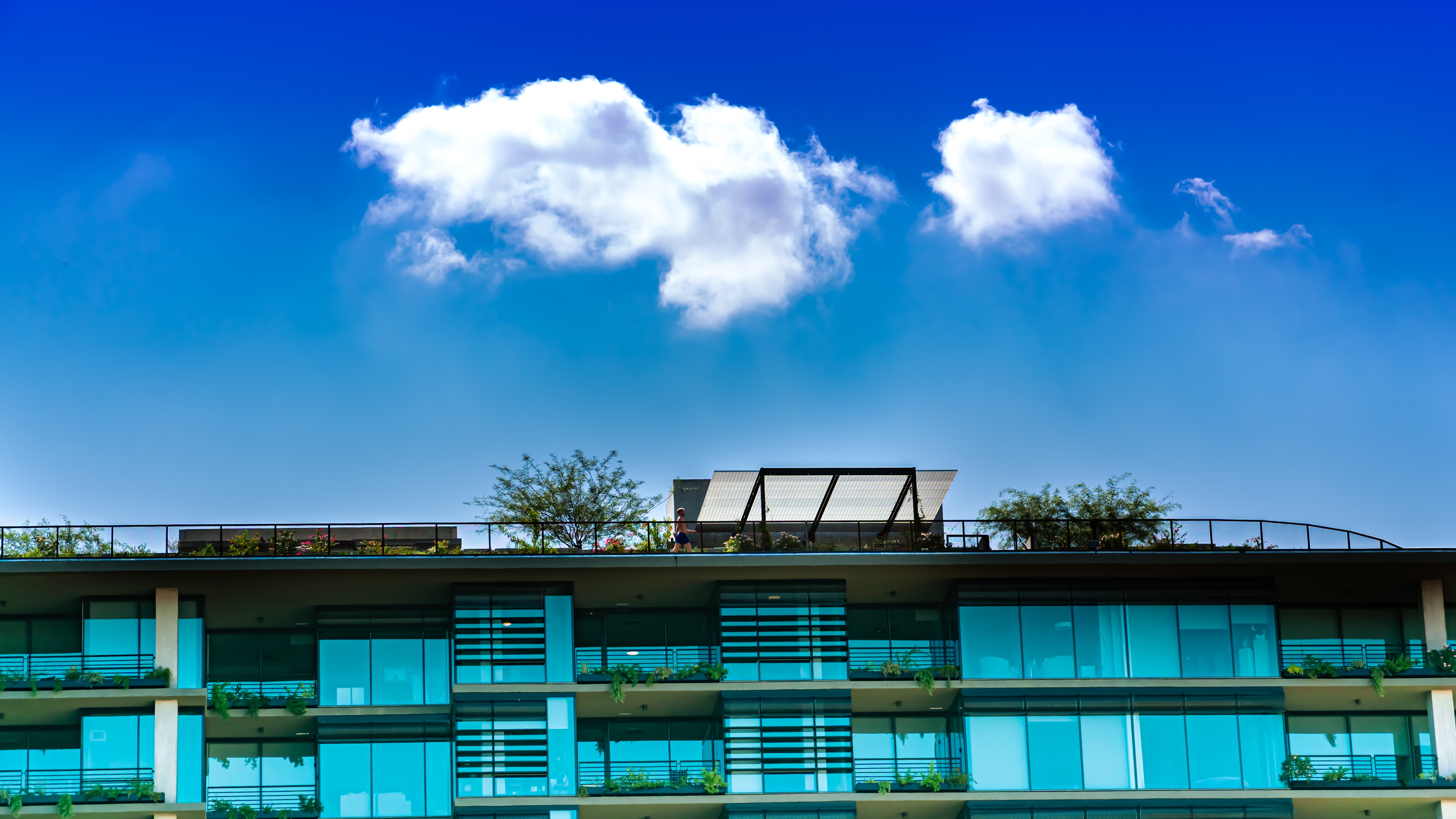 apartment building with green roof