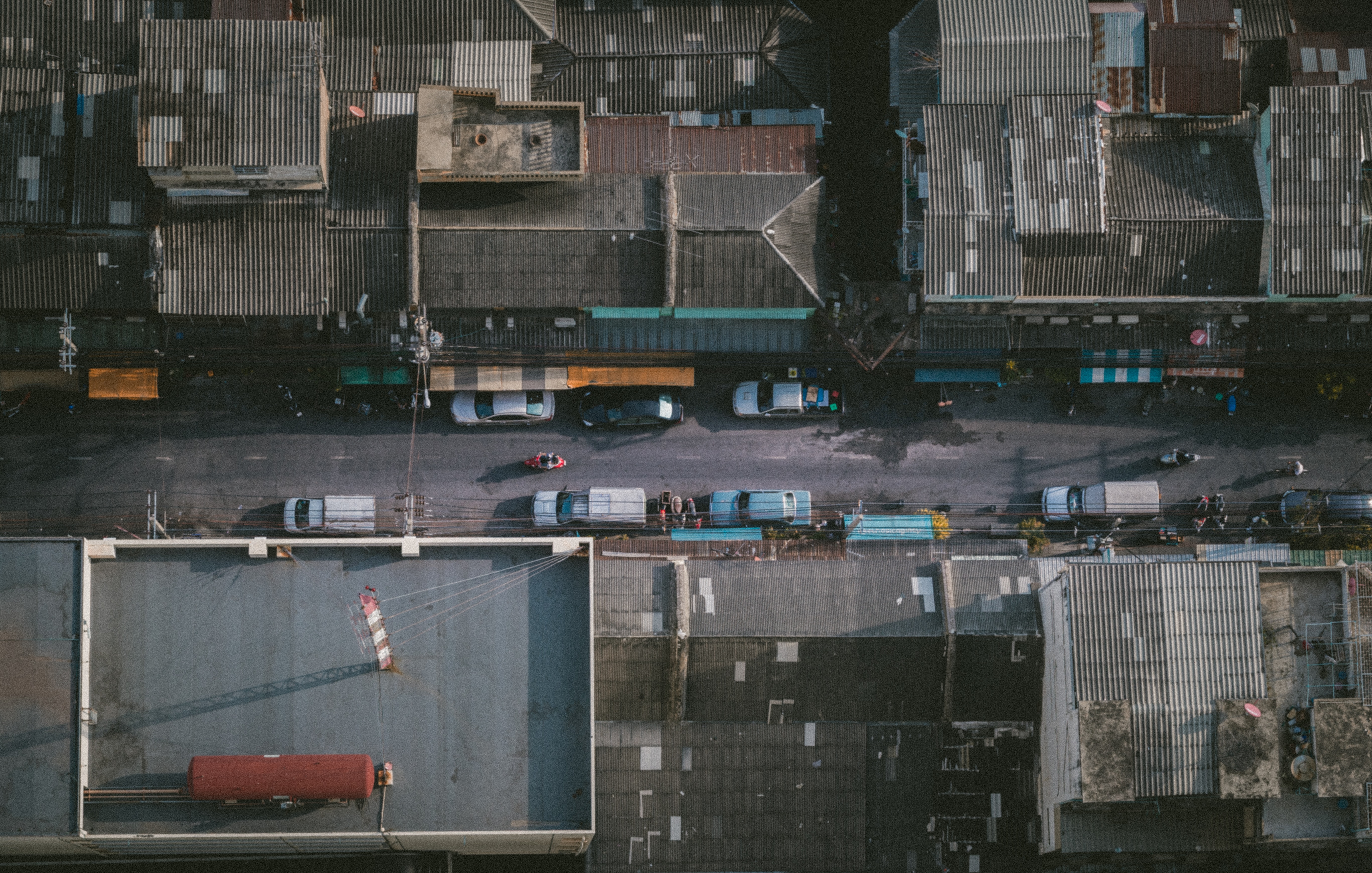 ariel view of commercial flat roof