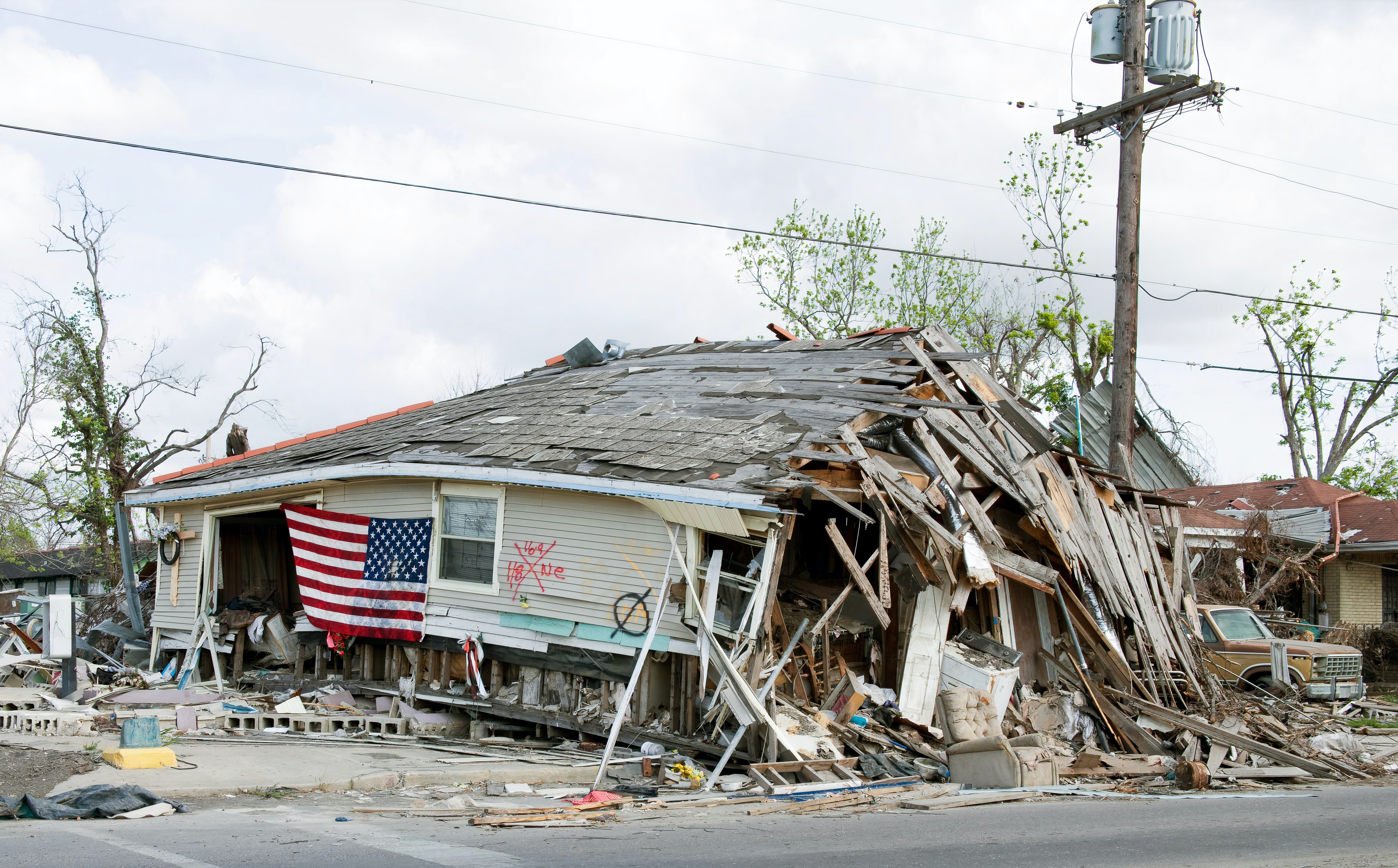 severe damage to home by hurricane