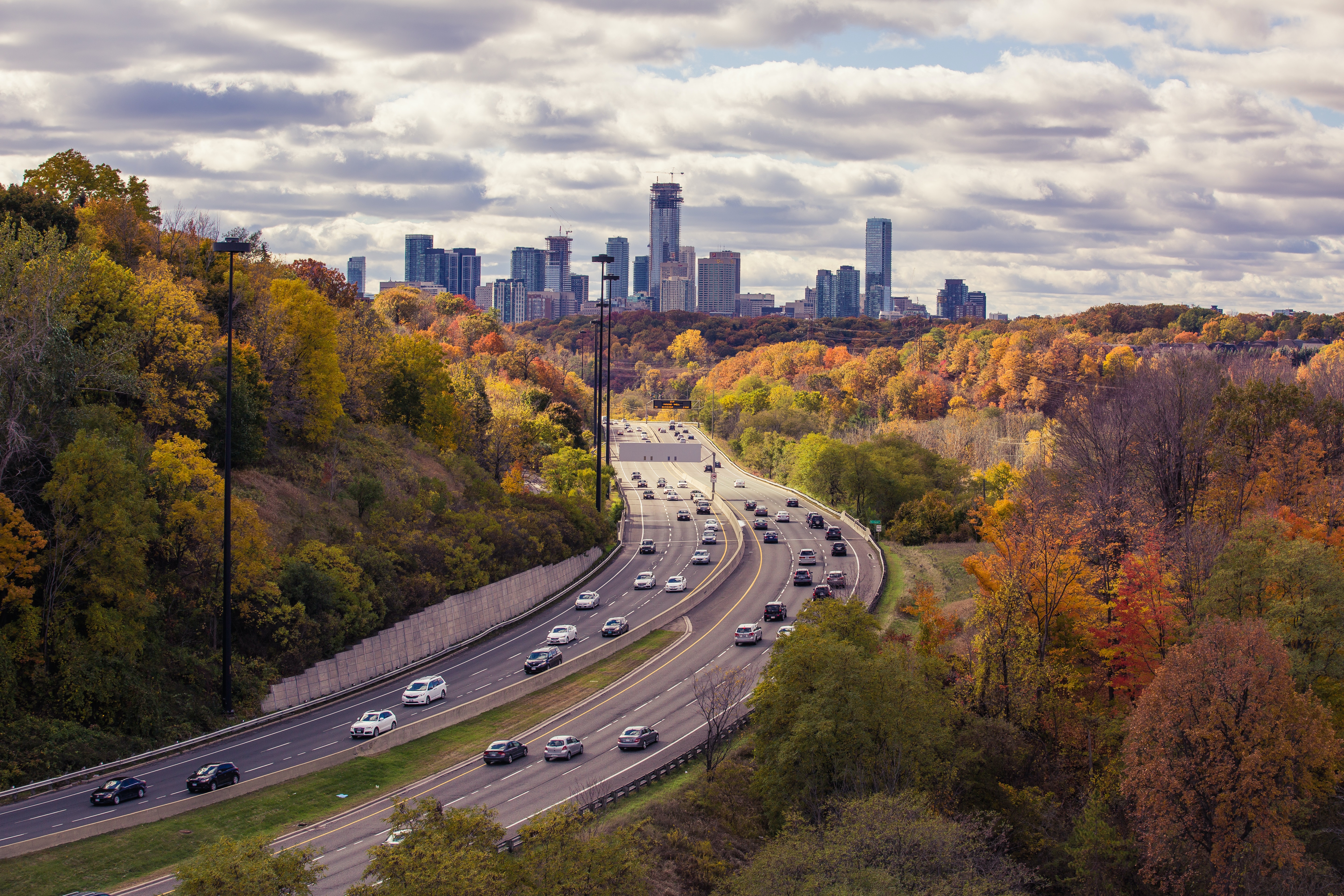 city skyline in autumn