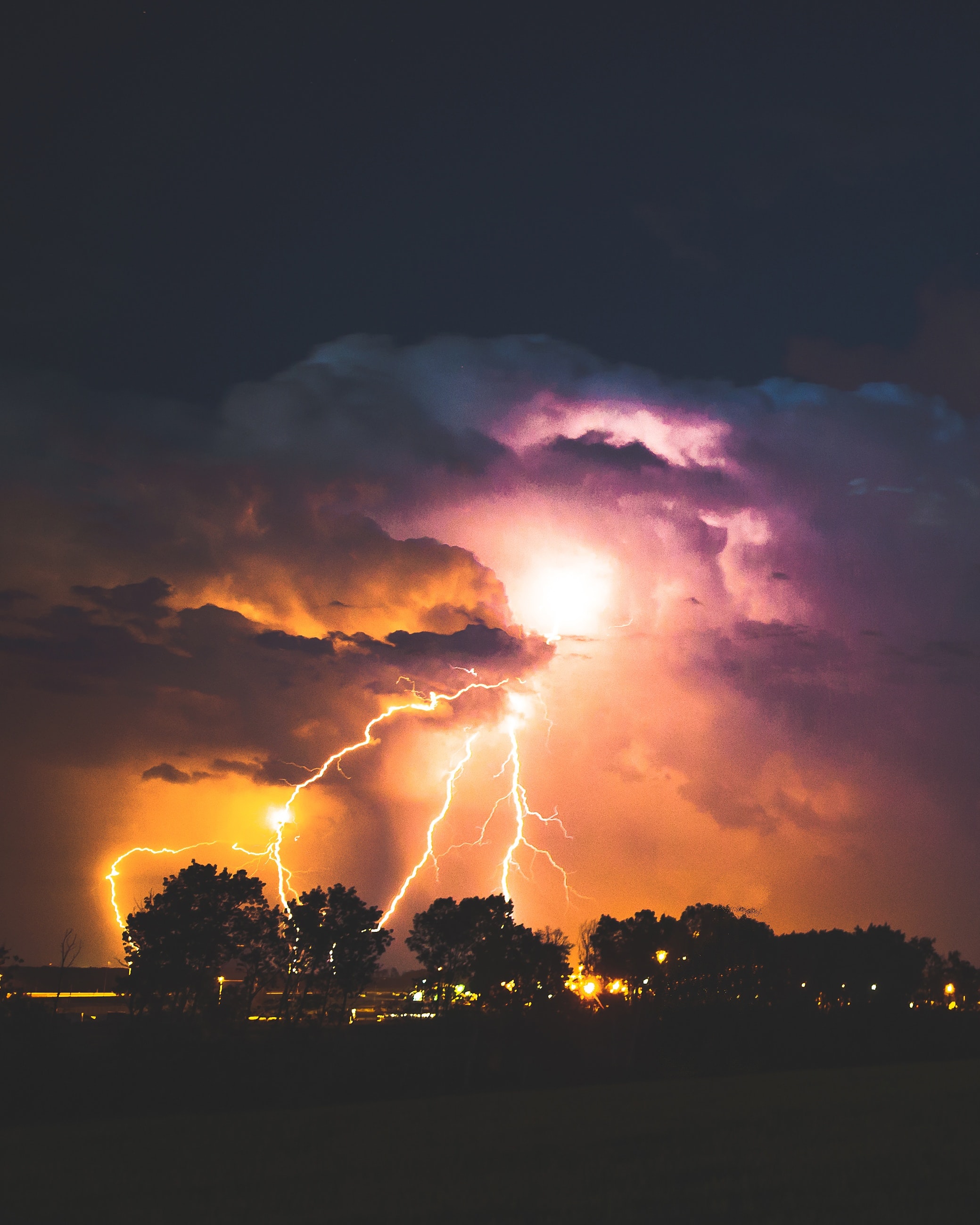 lightning striking trees