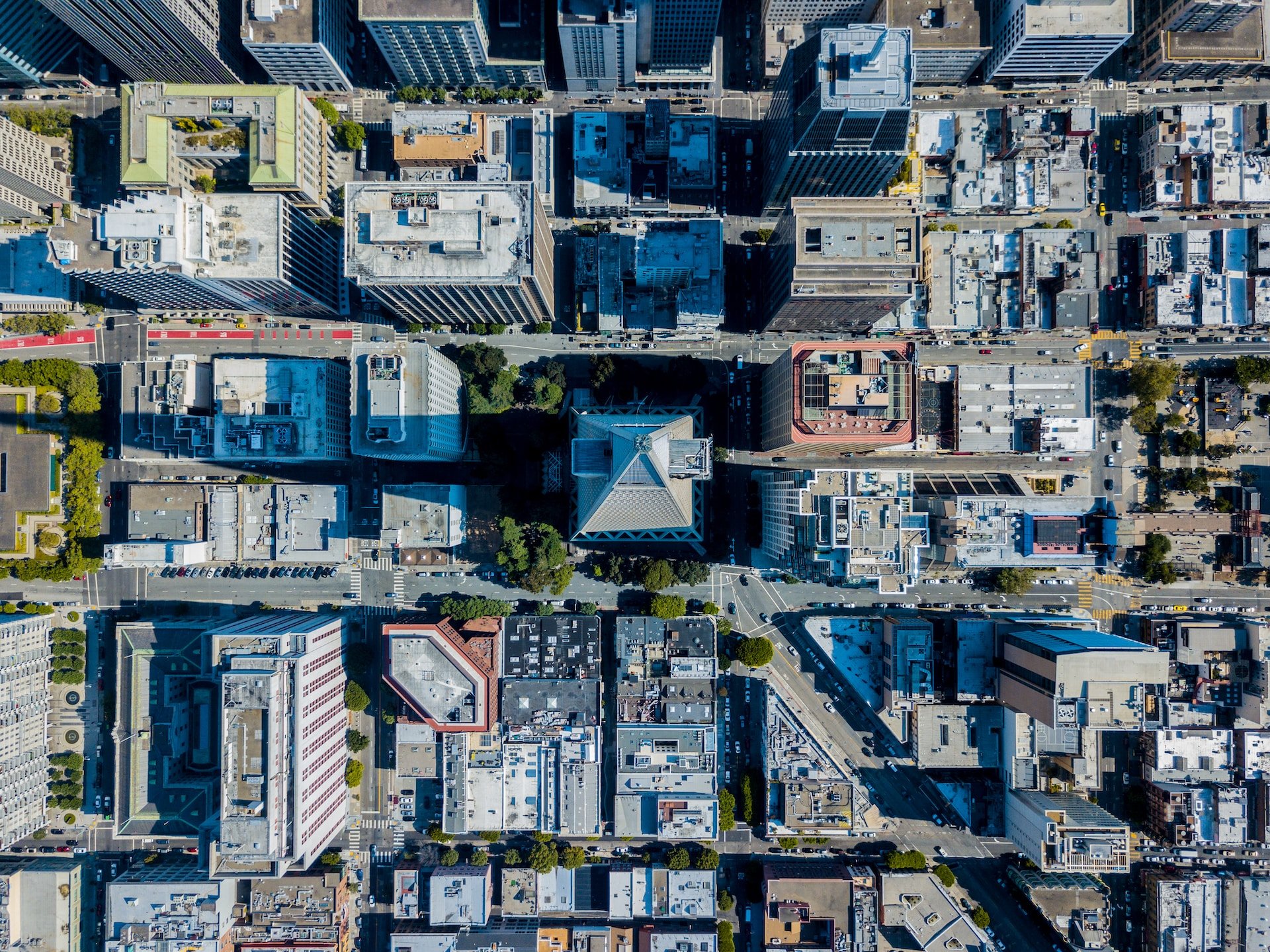 arial view of commercial buildings