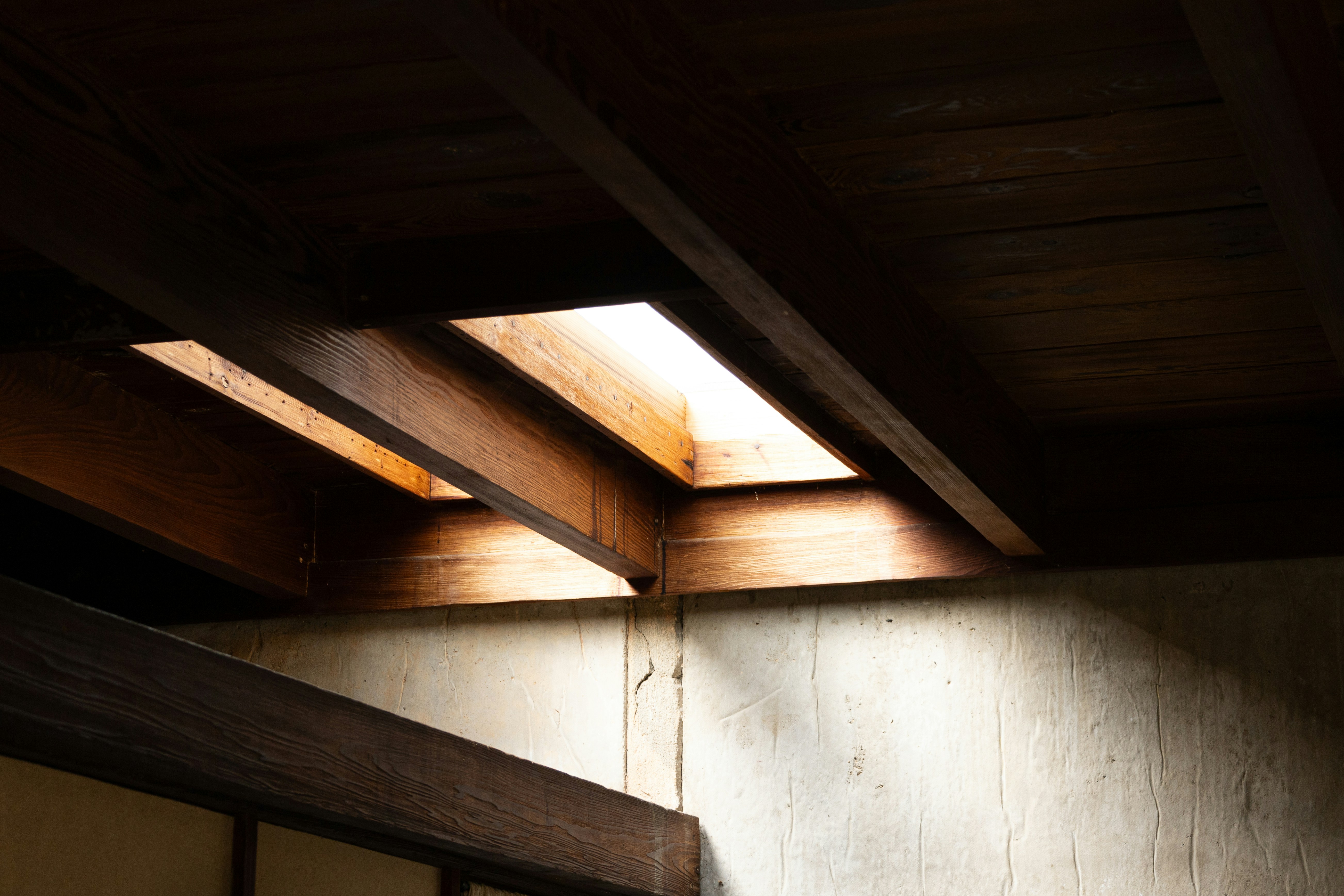 skylights in rustic home