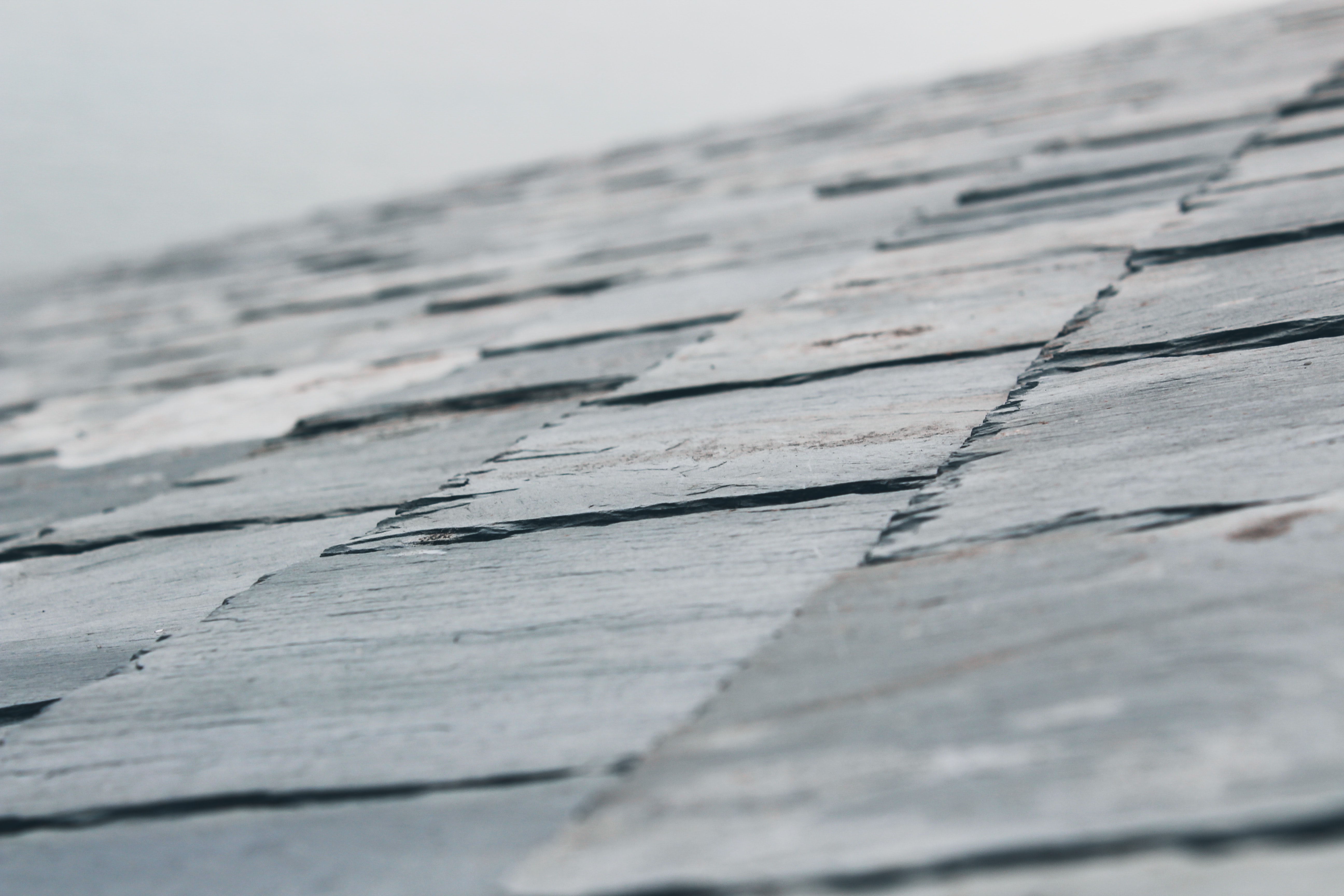 close-up of synthetic slate roofing material