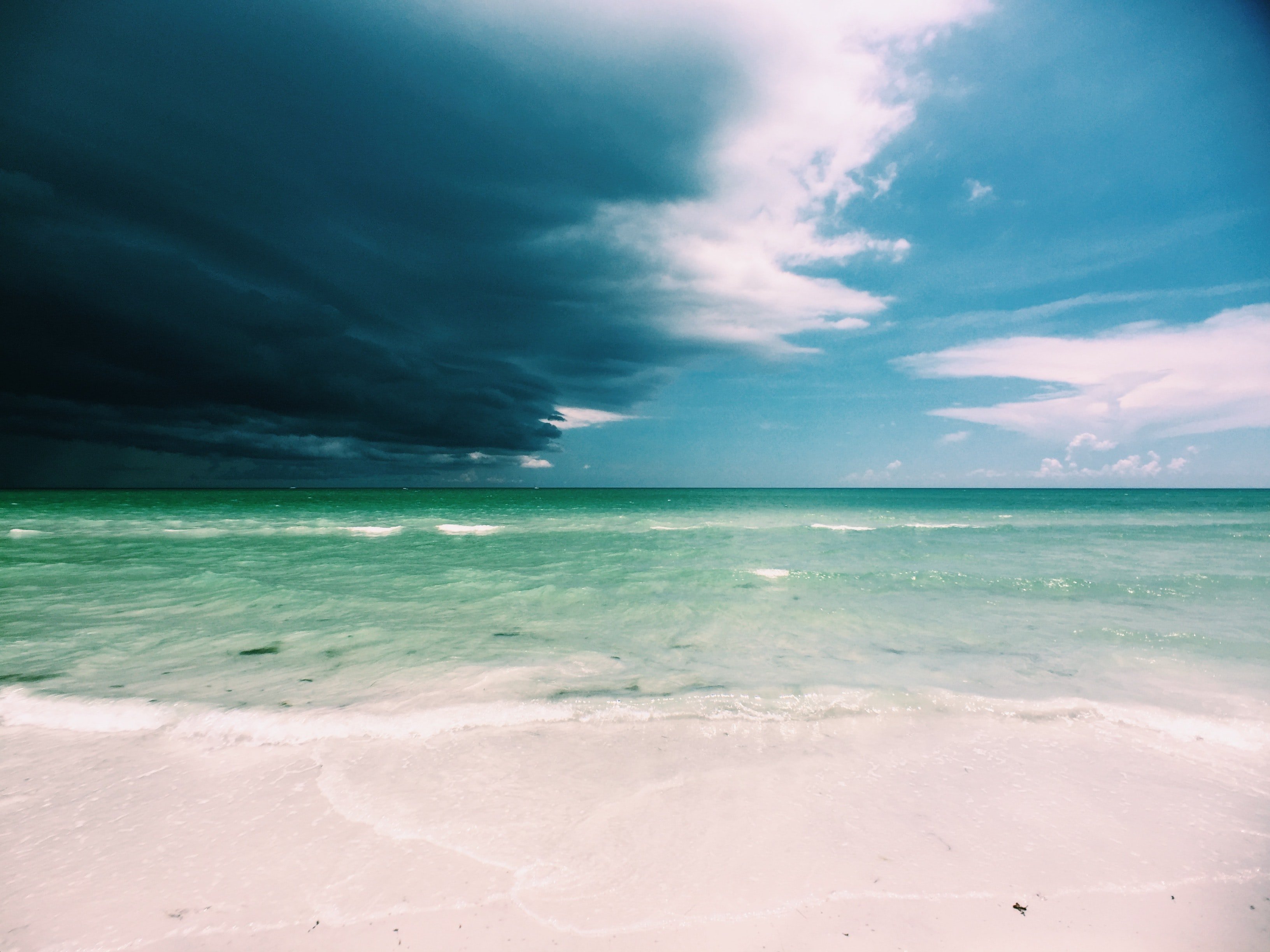 Big dark storm approaching a Florida beach
