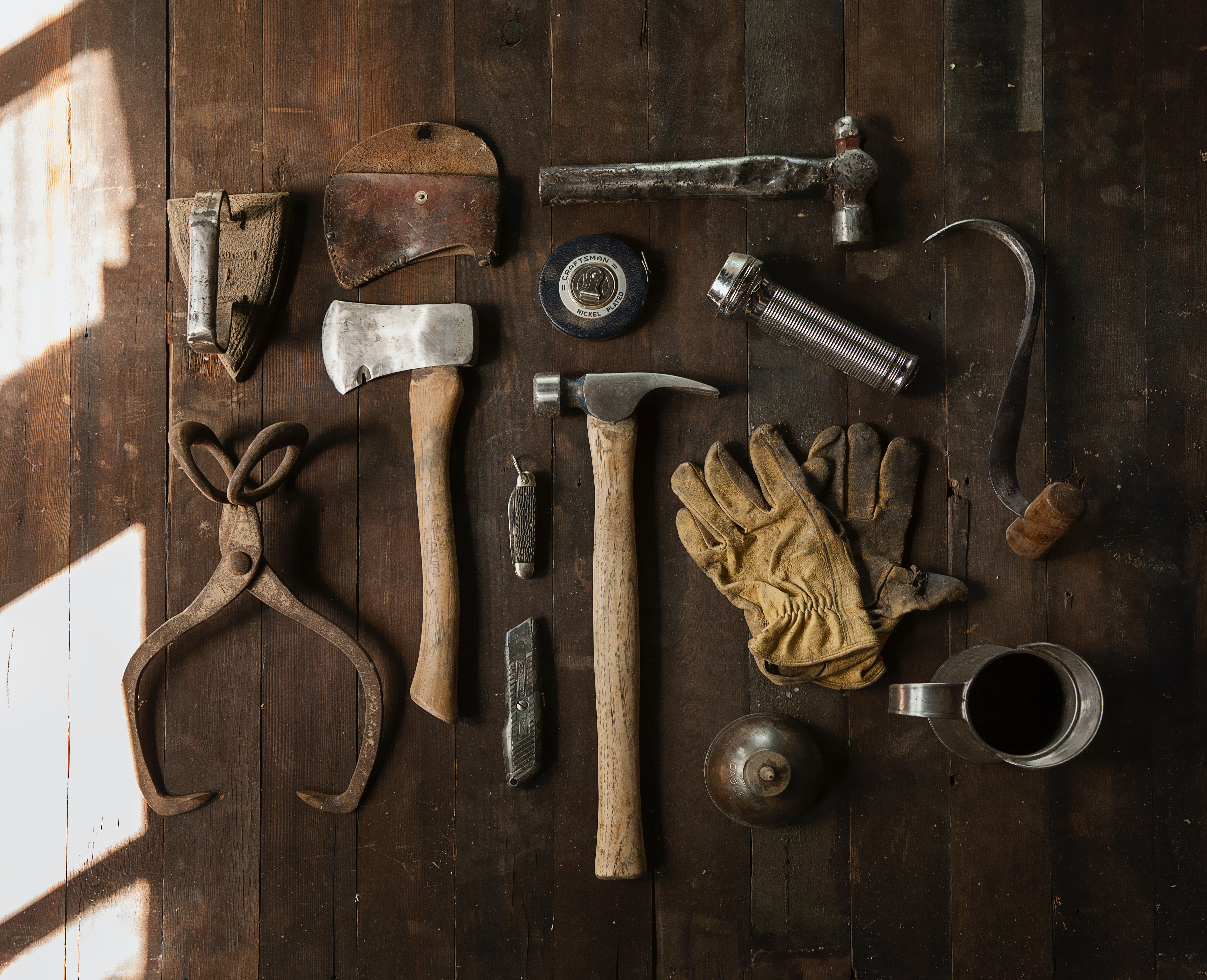 tools laying on table