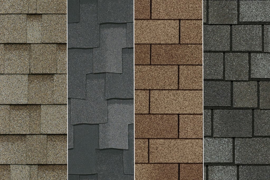 4 different shingle styles side by side in columns