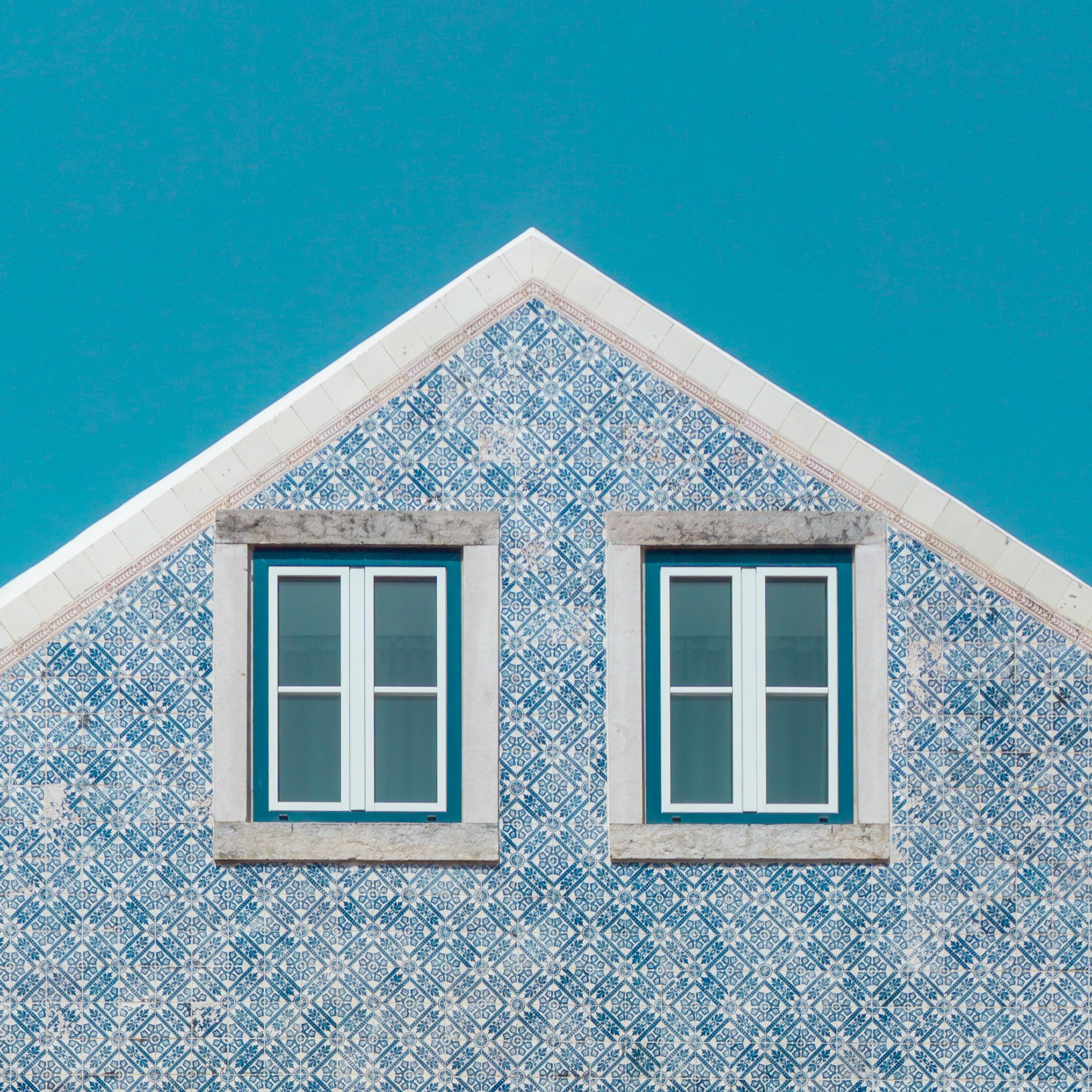 gable roof on unique building