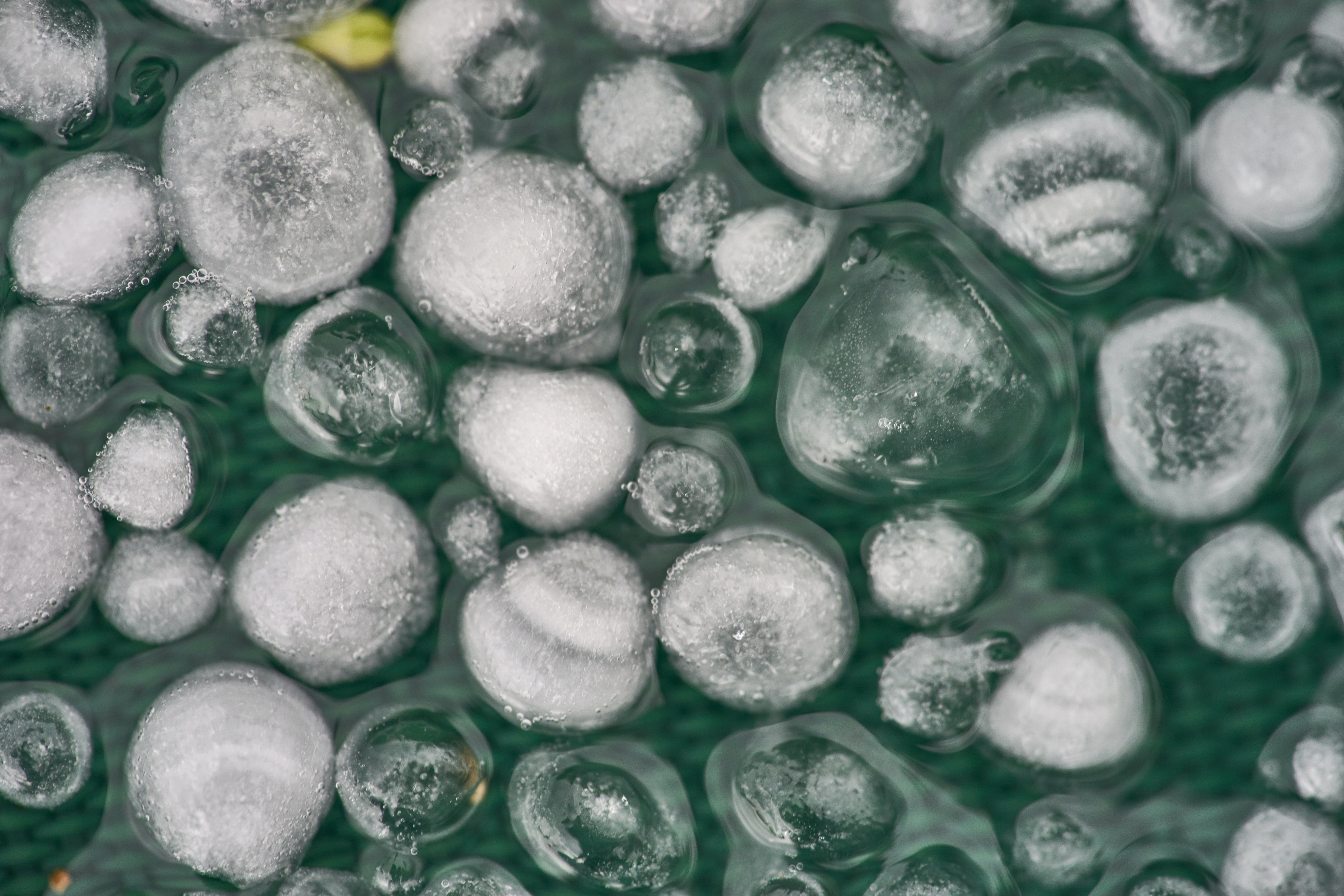 hail in pool of water